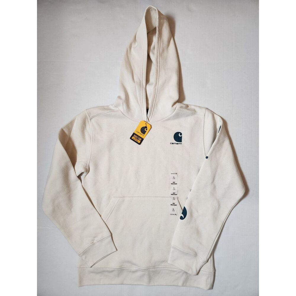Carhartt Youth Girls XL Size14 Logo Sleeve Hoodie Turtledove